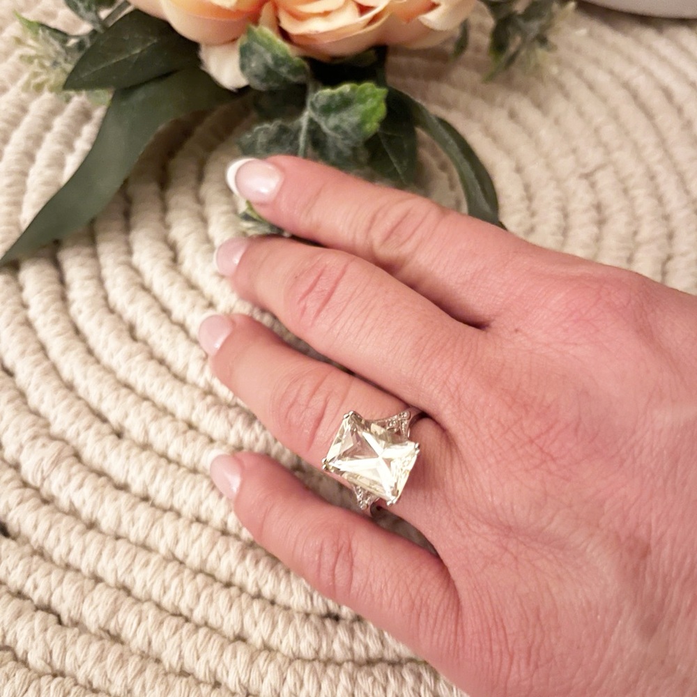 Radiant Cut Yellow Labradorite Sterling Silver Ring